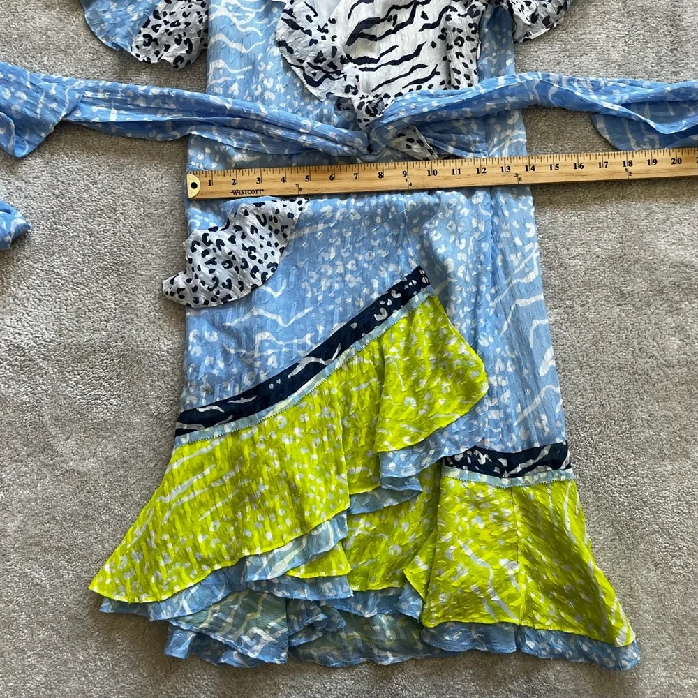 TANYA TAYLOR Bianka Ruffled Mix Print Dress Size 6 Feminine Flirty Date Party - Picture 9 of 12